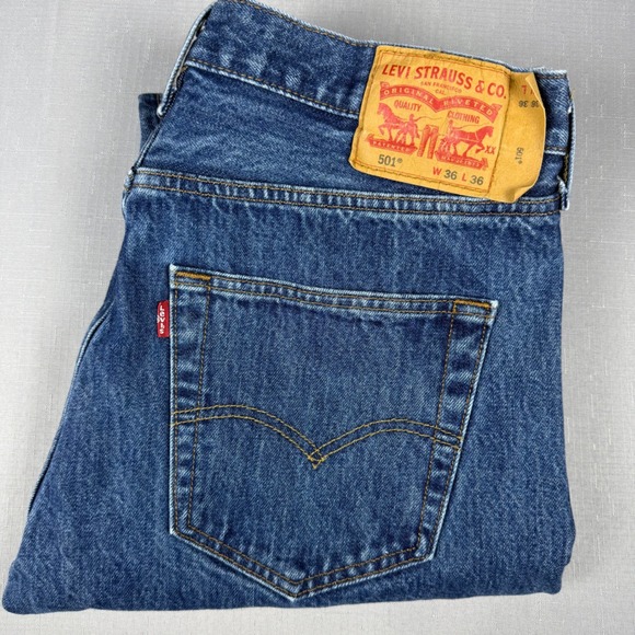 Levi's Other - Levis 501 Original Fit Jeans Mens 36x36 Blue Denim Straight Leg Button Fly